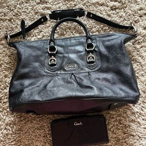 Coach Black Leather Matching Purse and Wallet